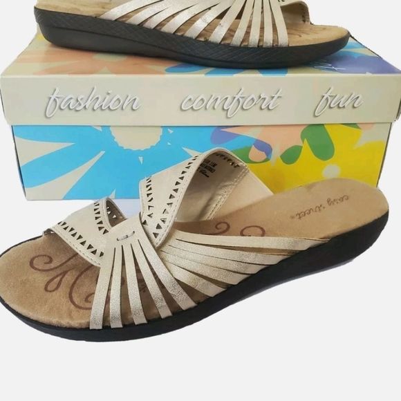 easy street Shoes - Easy Street Women Comfort Slides Sandals Gold Size 11